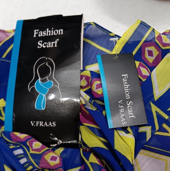 Modern Abstract Shoulder Scarf Rectangle 72x28 Artsy Geo Royal Blue Lime Maroon - Picture 2 of 6